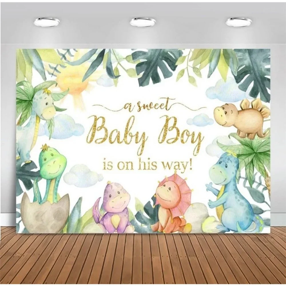 Baby Shower Dinosaur Decorations Lot Diaper Raffle Photo Backdrop Balloons Plate